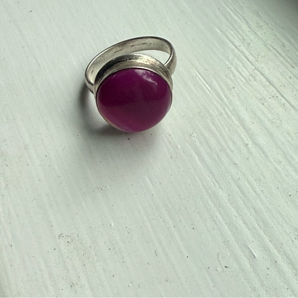 Dyed Agate Silver Ring - image 6
